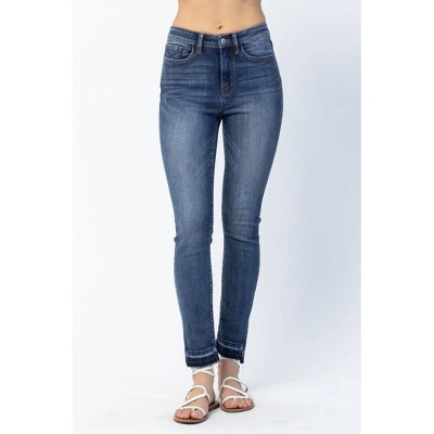 Women's Hi Waist Fray Slit Straight Leg Jeans - Judy Blue