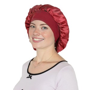 Anna-Kaci Satin Sleep Bonnet Elasticity Wide Band Silky Hair Protection for Curly and Natural Hair - 1 of 4