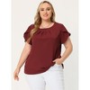 Agnes Orinda Women's Plus Size Elegant Pleated Petal Tulip Short Sleeve Office Work Summer Blouses - 2 of 4