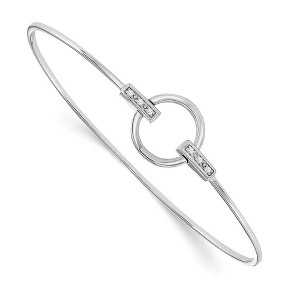 Black Bow Jewelry Rhodium Plated Sterling Silver & Diamond 16mm Circle Bangle Bracelet - 1 of 4