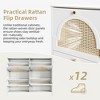SKRAN Narrow Tipping Bucket Shoe Cabinet Entryway Shoe Organizer Freestanding Shoe Rack with 4 Rattan Door and 2 Silvery Hooks for Hallway - 4 of 4