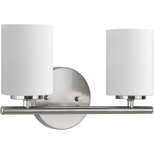 Progress Lighting Replay 2-Light Bath Vanity, Brushed Nickel, Porcelain Shade - 1 of 4