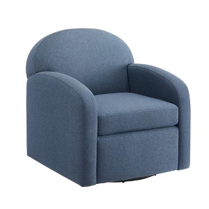 Swivel Hemp-Like Fabric Barrel Chair with 360-Degree Swivel and Reversible Seat Cushion for Living Room - 1 of 4