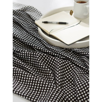 Chic Black & White Waffle Knit Acrylic Throw 50x60 inches