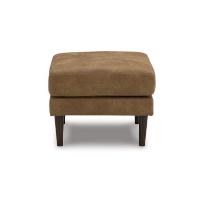 Tullera Caramel Faux Leather Ottoman with Accent Legs
