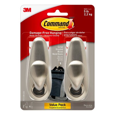 Command Large Forever Classic Hooks Brushed Nickel