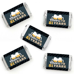 Big Dot of Happiness Cheers and Beers to 21 Years - Mini Candy Bar Wrapper Stickers - 21st Birthday Party Small Favors - 40 Count - 1 of 4