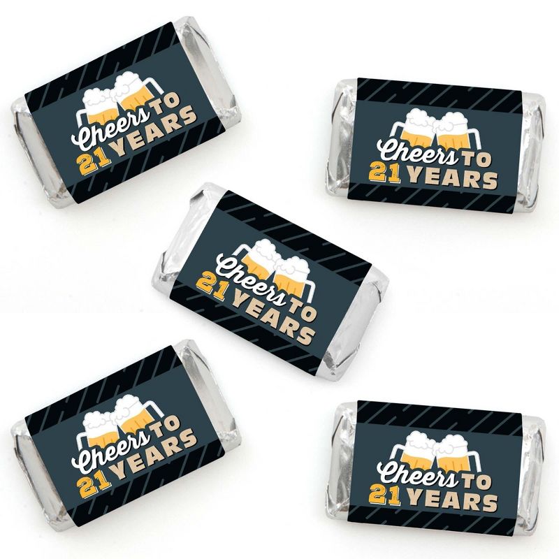 Big Dot of Happiness Cheers and Beers to 21 Years - Mini Candy Bar Wrapper Stickers - 21st Birthday Party Small Favors - 40 Count, 1 of 7