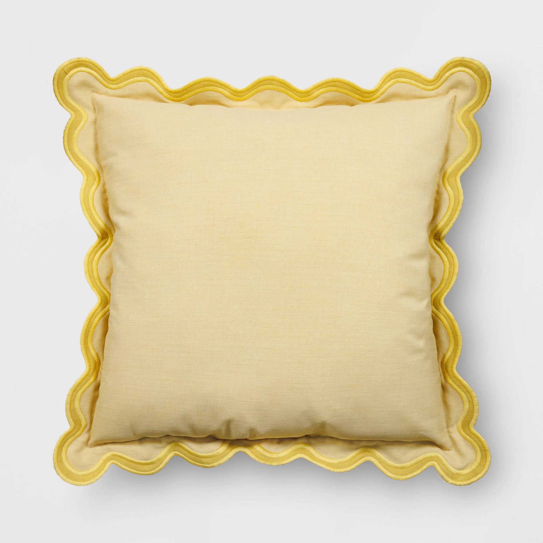 20"x20" Scalloped Square Outdoor Throw Pillow Yellow - Threshold™