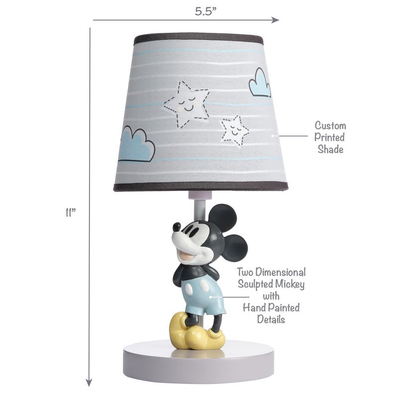 Lambs & Ivy Disney Baby Moonlight Mickey Mouse Lamp with Shade & Bulb - Gray, 3 of 6