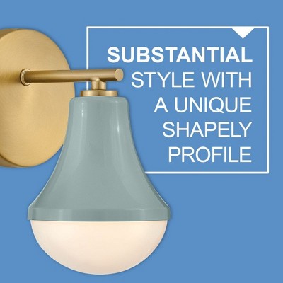 Seafoam and Brass 2-Light Dimmable Outdoor Vanity Light