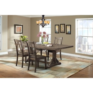 Flynn 5pc Dining Set Table And 4 Wooden Side Chairs Walnut Brown - Picket House Furnishings