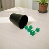 Slickblue Green Dice Set – 5 Translucent 16mm Dice with Black Plastic Cup & Green Felt Lining or Synthetic Leather Cup - 3 of 3
