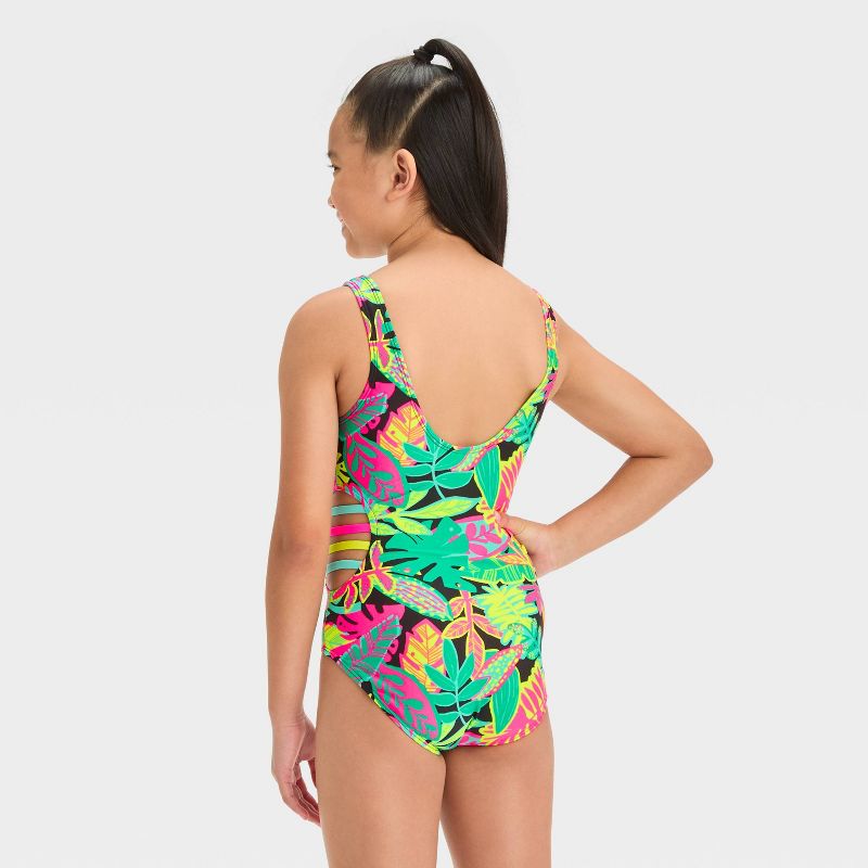 Girls&#39; Terrific Tropical Leaf Printed One Piece Swimsuit - Cat &#38; Jack&#8482;, 3 of 5