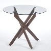 Homy Casa Round Glass Dining Table with Crossed Metal Base, Clear & Walnut - 2 of 4