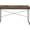 INFURNIC Writing Desk Rustic Desk with Weathered Oak Top and Industrial Black Metal U-Shaped Legs, Brown, 22"*47"*28" - 4 of 4