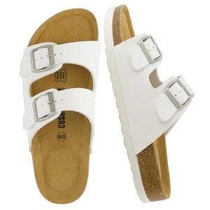 CUSHIONAIRE Lane Cork Footbed Sandals for Women –Comfortable Double Buckle Slip-On with Genuine Suede Footbed & Arch Support Slides for Women Footwear - 1 of 4