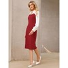 Hobemty Women's Contrast Color Long Sleeve Lapel Neck Elegant Work Sheath Dress - 3 of 4
