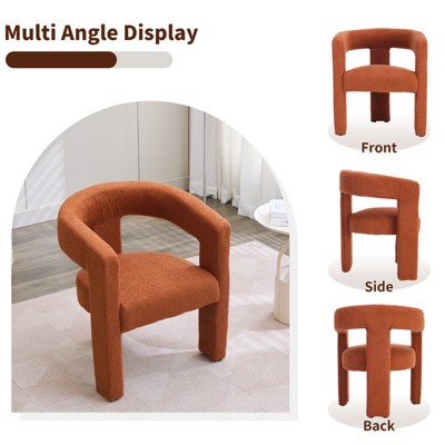 Modern Dining Chair Upholstered Faux Fur Dining Room Chair with arm Comfy Accent Side Chair for Kitchen/Living Room/Reception
