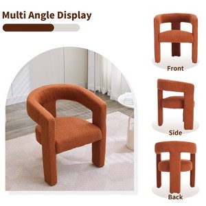 Modern Dining Chair Upholstered Faux Fur Dining Room Chair with arm Comfy Accent Side Chair for Kitchen/Living Room/Reception - 1 of 4