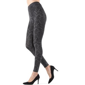 Memoi Mulga High-Waisted Black Snakeskin Leggings - 1 of 4