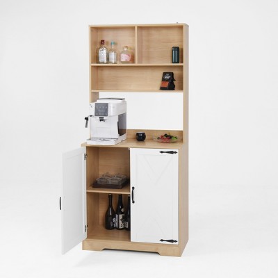 VANIRROR Freestanding Pantry Storage Cabinet with 2 Doors, 3-Tier Shelves, Kitchen Cupboard Pantry Organizer for Dining Room, or Office Storage