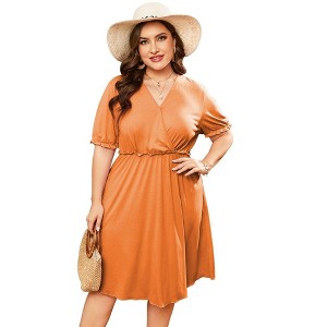 Wrap Midi Dresses A-Line Flare Casual Short Dresses - 1 of 1