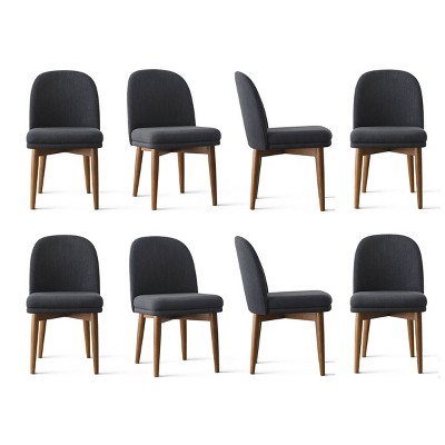 Modern Dining Chairs Set of 8, Upholstered Accent Side Chairs with Double Cushion Seat and Walnut-Finish Solid Wood Legs-Tanpinhause