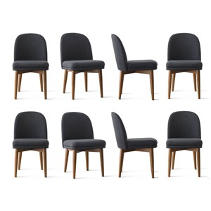 Modern Dining Chairs Set of 8, Upholstered Accent Side Chairs with Double Cushion Seat and Walnut-Finish Solid Wood Legs-Tanpinhause - 1 of 4