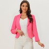 INSPIRE CHIC Women's Open Front Office Long Sleeve Lightweight Printed Floral Crop Suit Blazer - 2 of 4