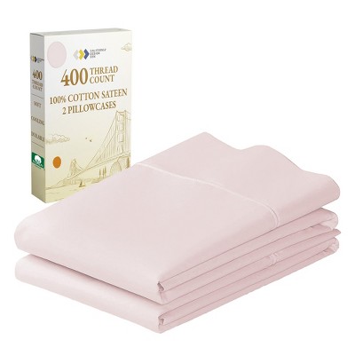 400 Thread Count Pillowcases, 100% Cotton Sateen, Soft & Cooling by California Design Den