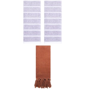 REGALWOVEN 3 Packs Striped and Solid Absorbent Soft Cotton Hand Towel for Bathroom - 1 of 4