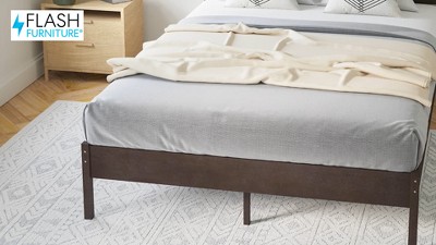 King Light Brown Solid Wood Platform Bed with Headboard