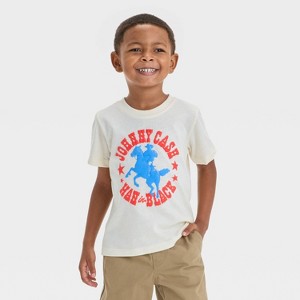 Toddler Boys' Johnny Cash Man in Black T-Shirt - Beige - 1 of 4