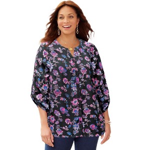 Catherines Women's Plus Size Breezeway Georgette Blouse - 1 of 4