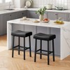 Whizmax 24 Inch Black Backless Saddle Barstools Set of 2, Counter Height Upholstered Padded Barstools with Curved Surface, Metal Leg and Footrest - 3 of 4