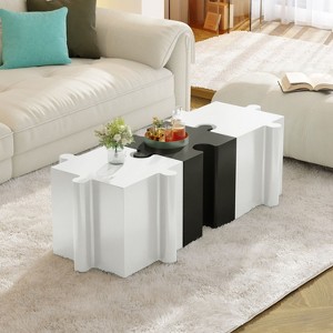 Sapphtopaz Modular End Table with Puzzle Design Artistic Side Table with Interlocking Coffee Table for Living Room, Bedroom - 1 of 4