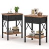 VECELO Modern X-Design Nightstand, End/Side Table with Fabric Drawer & Open Storage Shelves for Bedroom or Living Room - 3 of 4