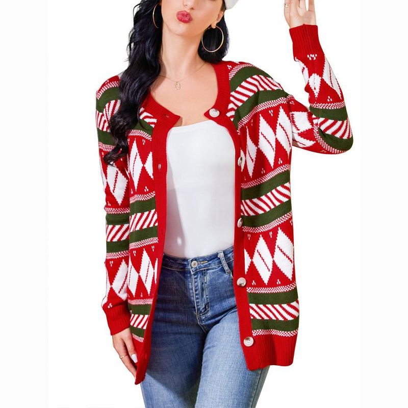 Whizmax Women's Ugly Christmas Sweater Open Front Caidigans Knitted Long Sleeve Sweaters Cardigan, 1 of 7