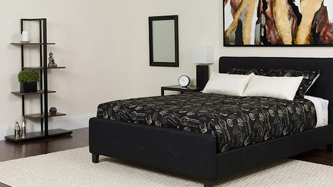 Emma and Oliver Queen Size Three Button Tufted Platform Bed in Black Fabric, 2 of 11, play video