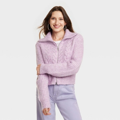 Women's Cropped Zip-up Sweatshirt - Universal Thread™ Pink Xl : Target