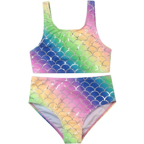 Just Love Girls Two Piece Bathing Suits Swimwear for Girl (Mermaid Rainbow, 7-8 Years)