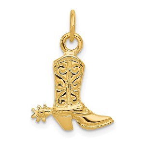 Black Bow Jewelry 14k Yellow Gold 2D Cowboy Boot with Spur Charm - 1 of 4
