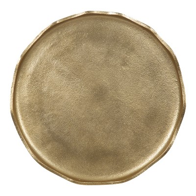 Alessia Gold Cast Aluminum Round Side Table with Deckled Edge