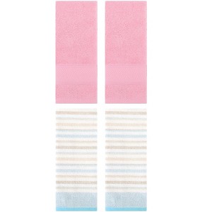 REGALWOVEN 4 Pcs Cotton Soft Comfortable Absorbent Striped Hand Towel - 1 of 4