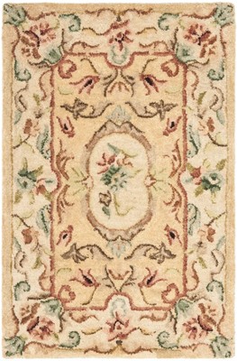 Bergama Light Gold Beige Hand-Tufted Wool Area Rug