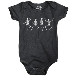 Dancing Skeletons Baby Bodysuit Funny Sarcastic Halloween Party Graphic Novelty Jumper For Infants - Crazy Dog Baby Bodysuit For Halloween Season - 1 of 4