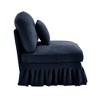 Vynxaria Modern Armless Sofa ¨C Blue Chenille, W/1 Pillow, Detachable Ruffle Skirts (2 Styles), Multi-Module Configurable, Curved Petal Armrests - 3 of 4
