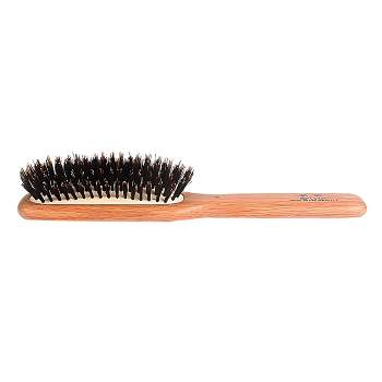 Bass Brushes - Men's Hair Brush with 100% Pure Bass Premium Natural Boar Bristle + Nylon Pin Natural Wood Handle 7 Row Cushion Style Oak Wood