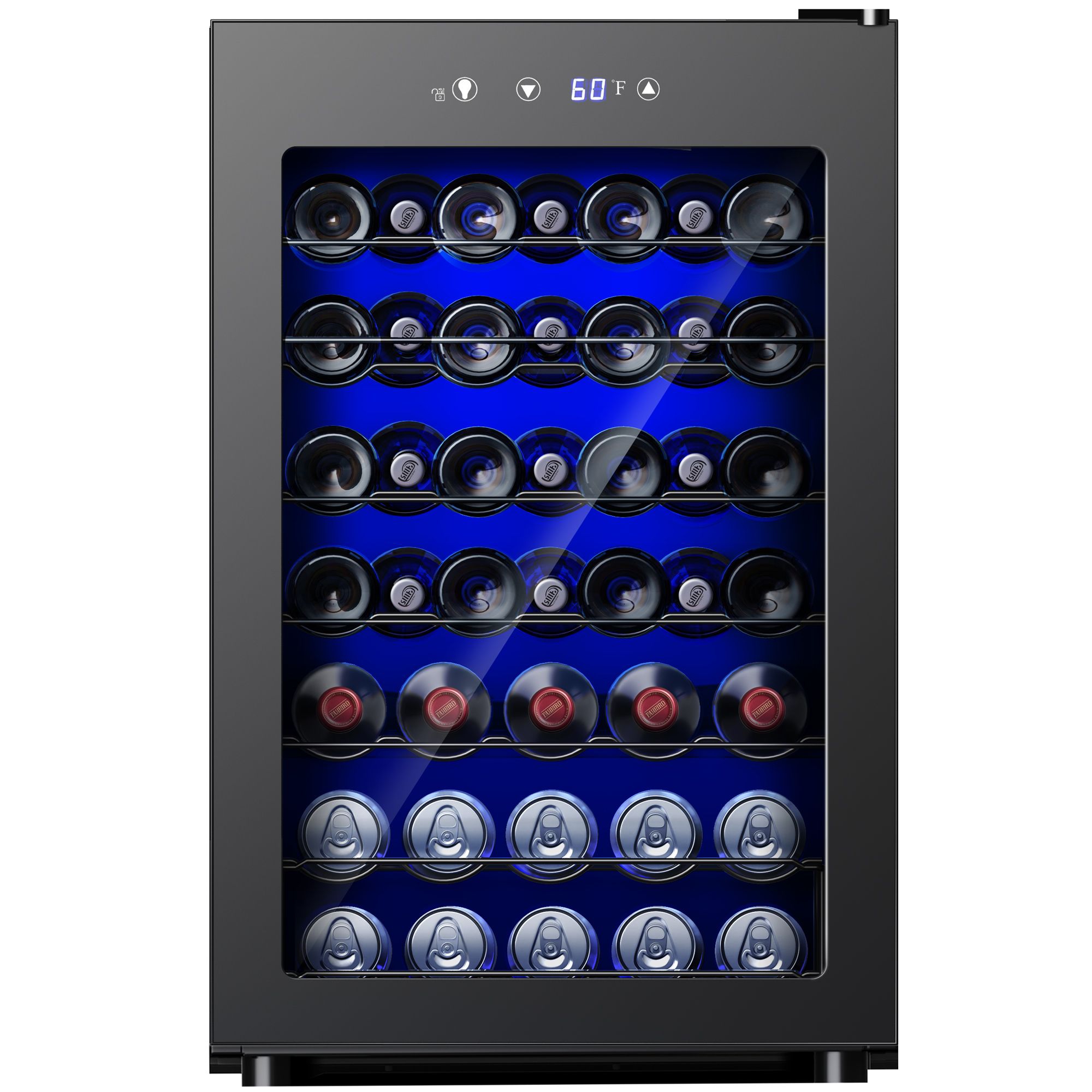 Simzlife 45 Bottle/4.5 cu. ft. Wine Fridge, Built-in Wine Refrigerator, Digital Temperature, Quiet Operation, Stainless Steel Glass Door, Black